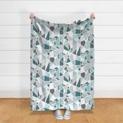 Geometric in Teal, Turquoise and Gray