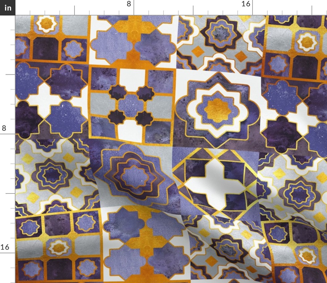 Normal scale // Spanish tiles inspiration // ultra violet golden lines