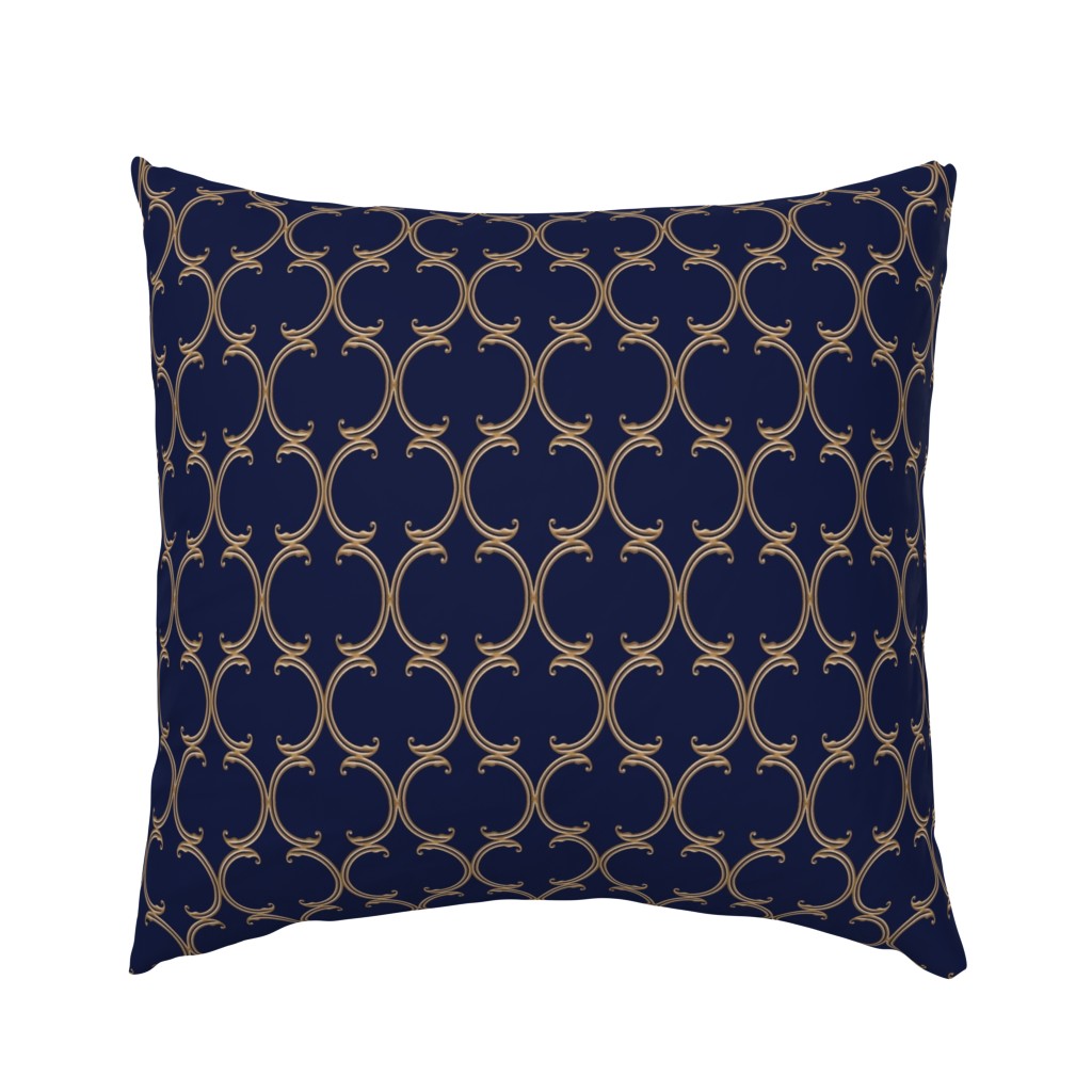 Faux Gold on Navy Blue Moroccan Lattice
