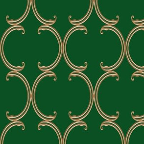 Faux Gold on Green Moroccan Lattice