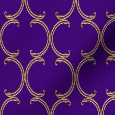 Faux Gold on Purple Moroccan Lattice