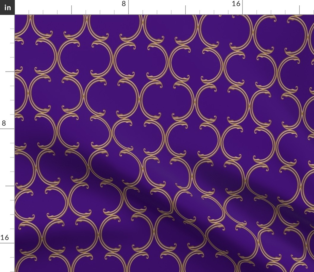 Faux Gold on Purple Moroccan Lattice