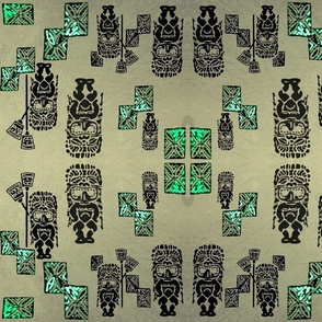 Tiki Fabric with Green background