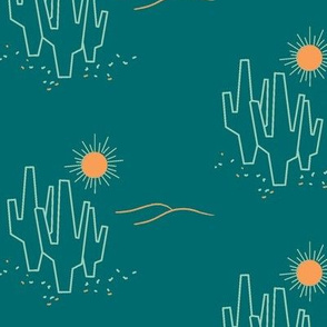 Teal Midcentury Saguaro