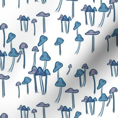 Blue Mushrooms on White