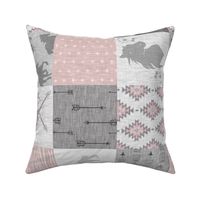 BoHo Horse Quilt - pink and grey - ROTATED