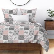 BoHo Horse Quilt - pink and grey - ROTATED