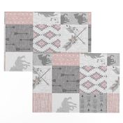 BoHo Horse Quilt - pink and grey - ROTATED