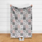 BoHo Horse Quilt - pink and grey - ROTATED