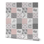 BoHo Horse Quilt - pink and grey - ROTATED