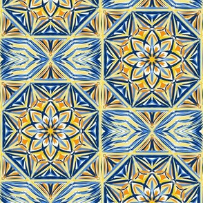 Golden Sunset Stars Terrace Tiles - Large Scale