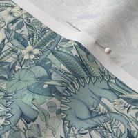 Small scale Improbable Botanical with Dinosaurs - blue grey