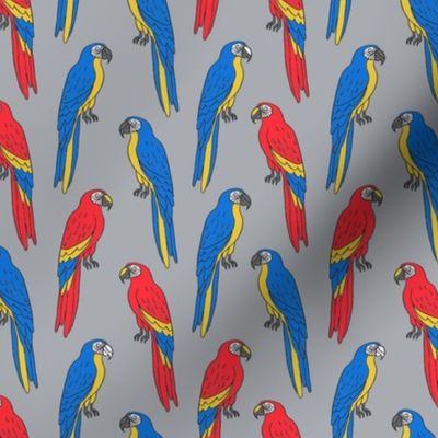 macaw // tropical jungle bird parrot animal fabric grey