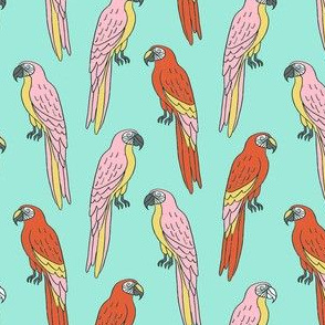 macaw // tropical jungle bird parrot animal fabric mint