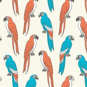 macaw // tropical jungle bird parrot animal fabric red blue