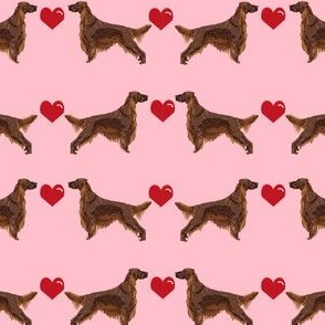 irish setter love  hearts dog breed fabric pink
