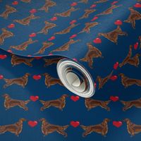 irish setter love  hearts dog breed fabric navy