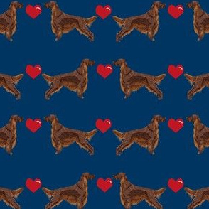 irish setter love  hearts dog breed fabric navy