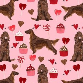irish setter valentines day love hearts cupcakes dog breed fabric pink