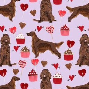 irish setter valentines day love hearts cupcakes dog breed fabric purple