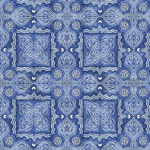 Spanish Tile White on Blue 2 