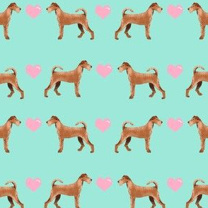 irish terrier love hearts valentines day dog fabric mint