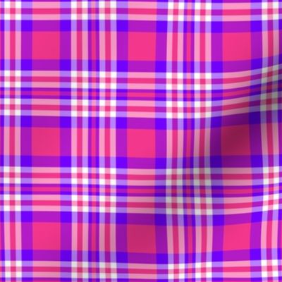 Hot Pink Red Blue Plaid Gingham Check