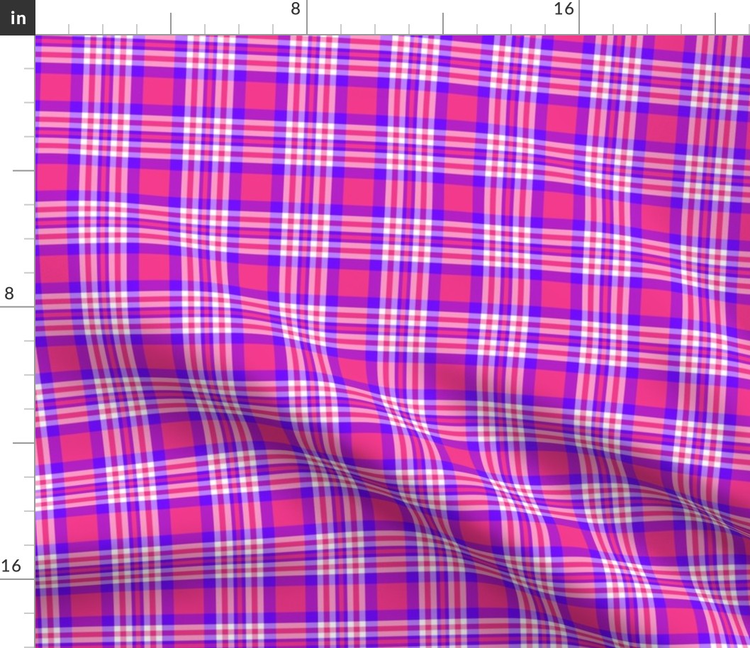 Hot Pink Red Blue Plaid Gingham Check