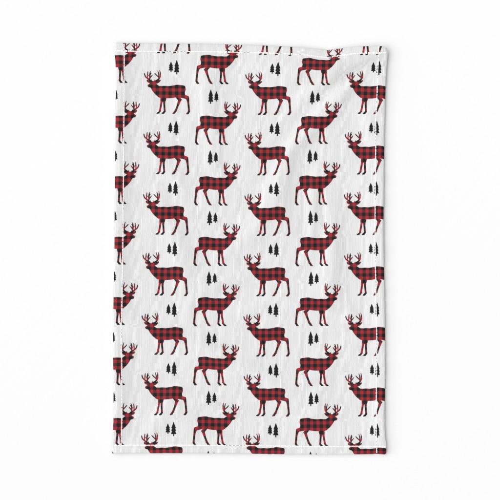 Deer Red + Black Buffalo Plaid – Trees Lumberjack Buffalo Check Woodland Baby Nursery Kids Room A