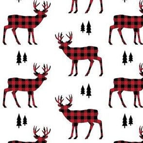 Deer Red + Black Buffalo Plaid – Trees Lumberjack Buffalo Check Woodland Baby Nursery Kids Room A