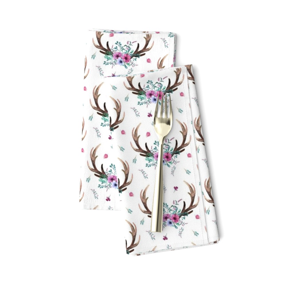 Antlers & Flowers - Purple + Teal Floral Deer Antler Baby Girl Nursery Bedding B