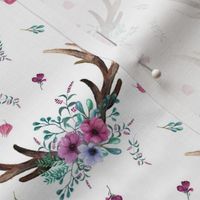 Antlers & Flowers - Purple + Teal Floral Deer Antler Baby Girl Nursery Bedding B