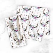 Antlers & Flowers - Purple + Teal Floral Deer Antler Baby Girl Nursery Bedding B