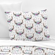 Antlers & Flowers - Purple + Teal Floral Deer Antler Baby Girl Nursery Crib Bedding A