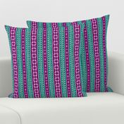 TRIBAL BIRD STRIPE Purple and Bottle Green