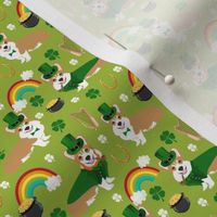 corgi leprechaun fabric - st pattys day corgis dog design - lime (small)