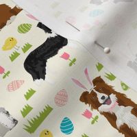 border collie spring fabric easter - mixed coats easter egg hunt, pastel, spring dogs - cream