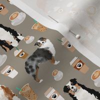 australian shepherd coffee fabric - aussie dogs mixed coats and coffees - med. brown