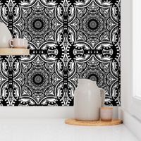 Black and White Floral Mandala Pattern