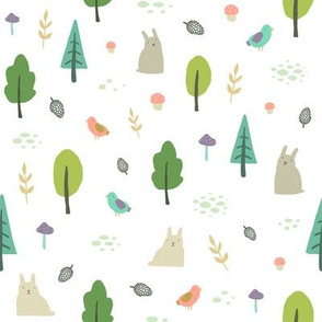 Rabbits in forest