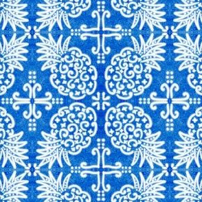 Spanish Tile N6 Pineapple (Cobalt reversed)