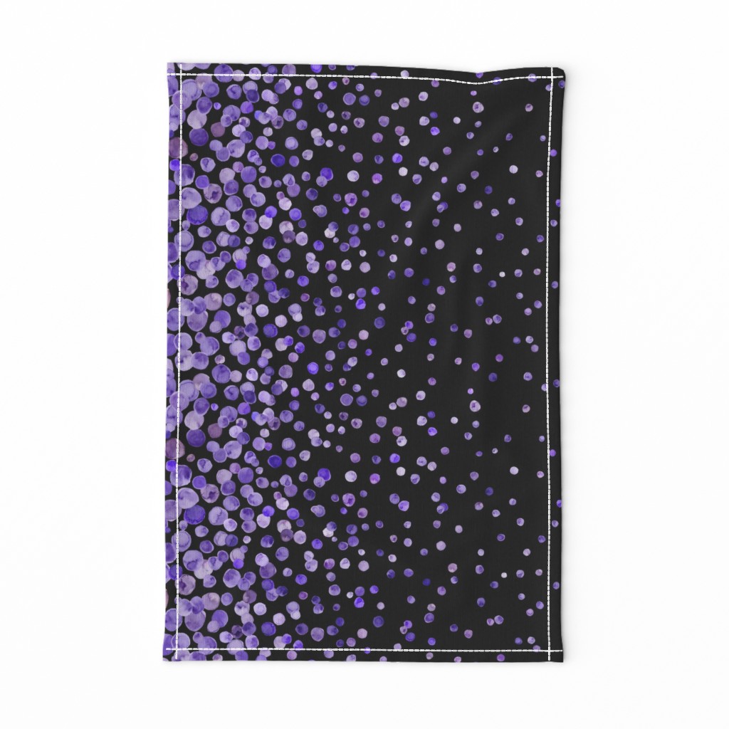 purple watercolor dots on black double border