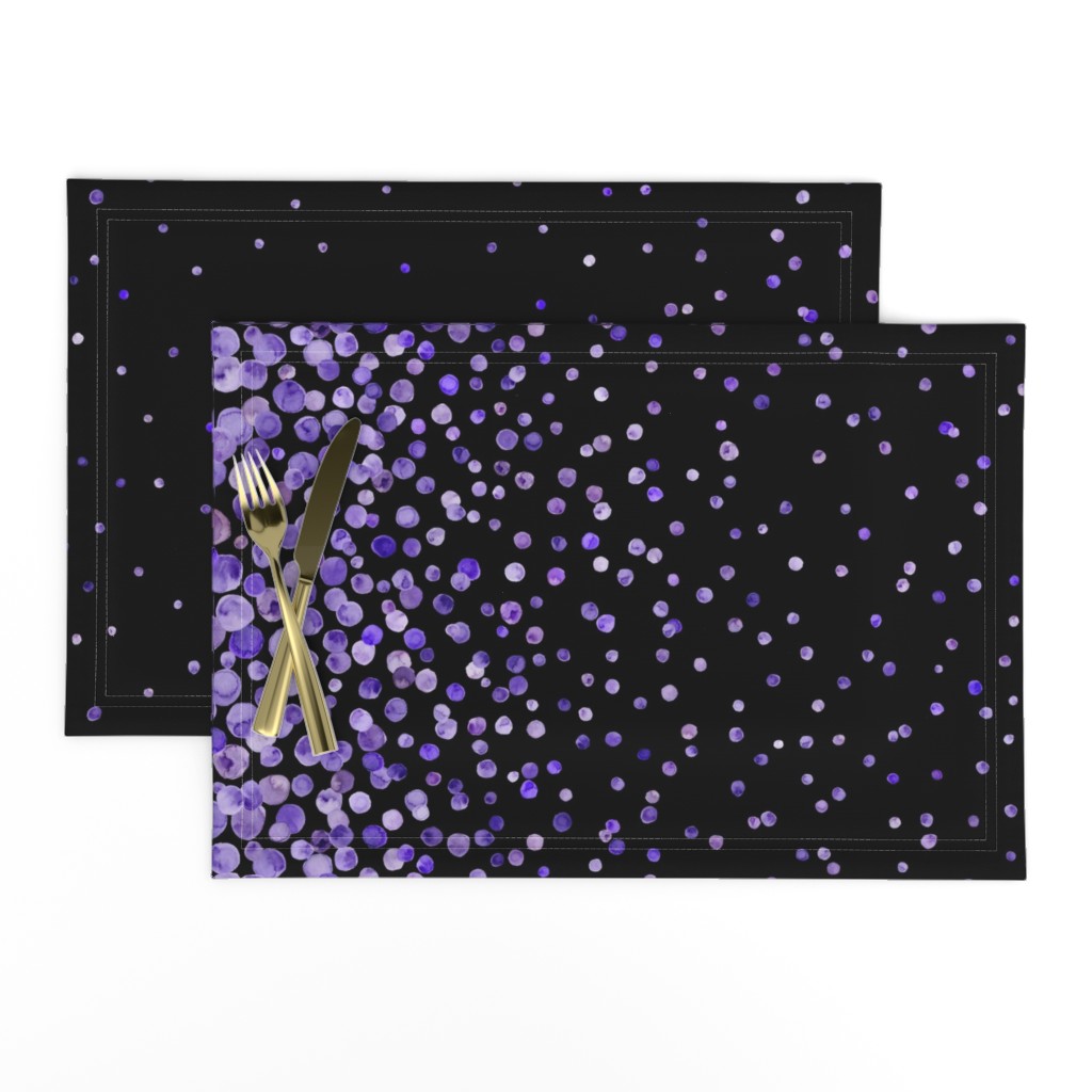 purple watercolor dots on black double border