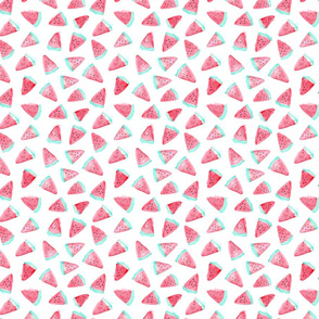 Watercolor watermelon fabric pattern. Fruit food design.