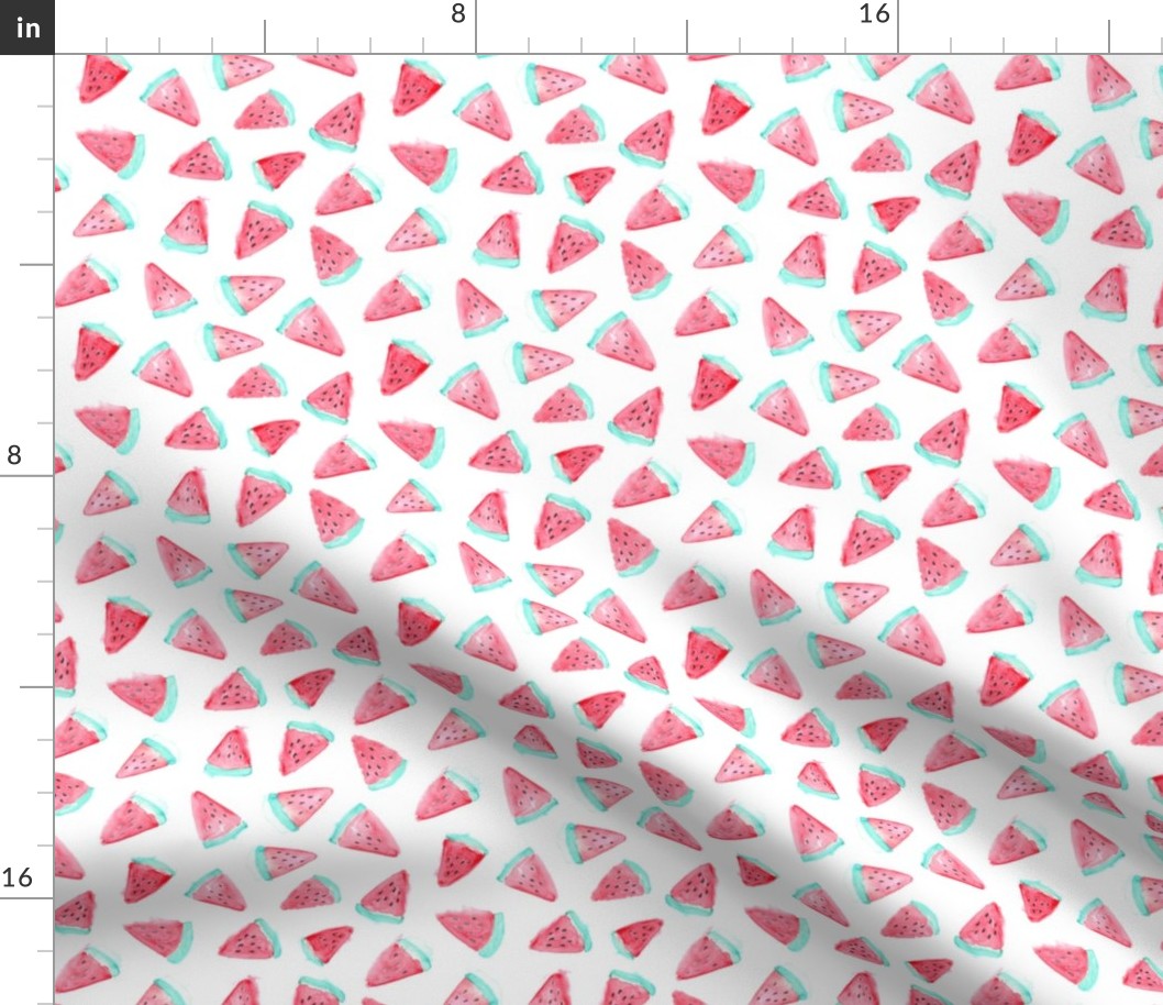 Watercolor watermelon fabric pattern. Fruit food design.