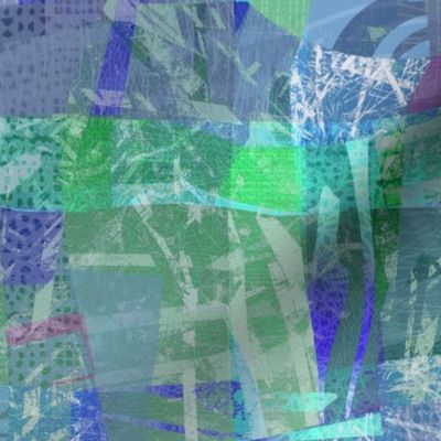 Collage Abstract Aqua blue green