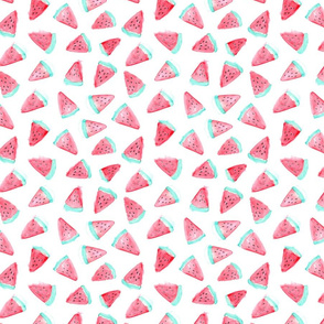 Watercolor watermelon fabric pattern. Fruit food design.