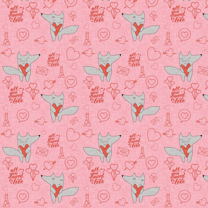 Fox in love with heart pink