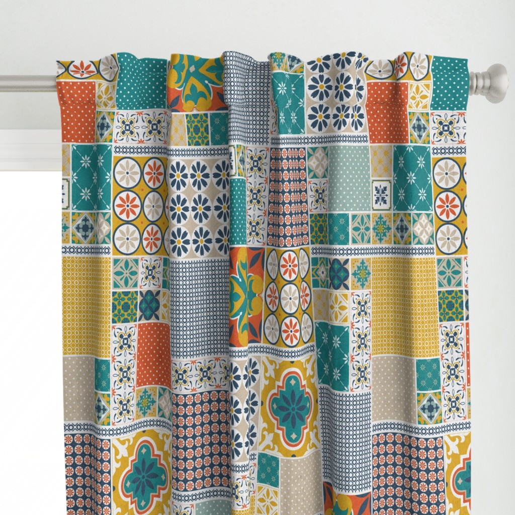 Alhambra multicolor Cheater Fake Quilt Wholecloth 