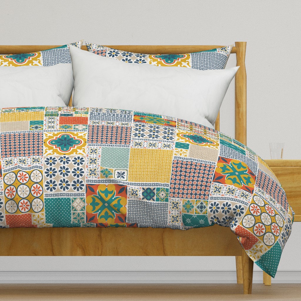 Alhambra multicolor Cheater Fake Quilt Wholecloth 